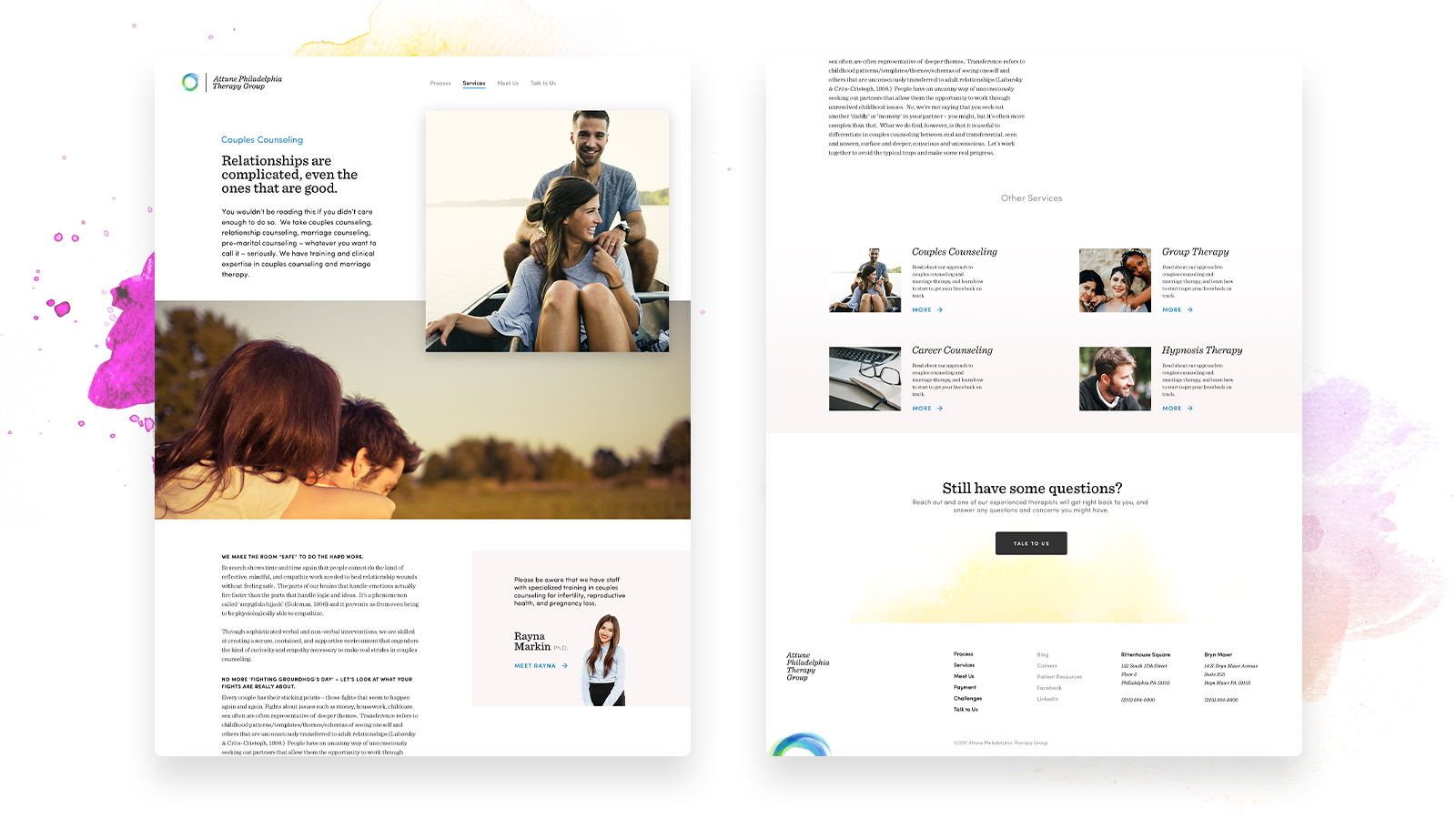 Attune Philadelphia Therapy Group - Brand Strategy, Design & Identity, Photography, UI & UX, Responsive Design, Wordpress